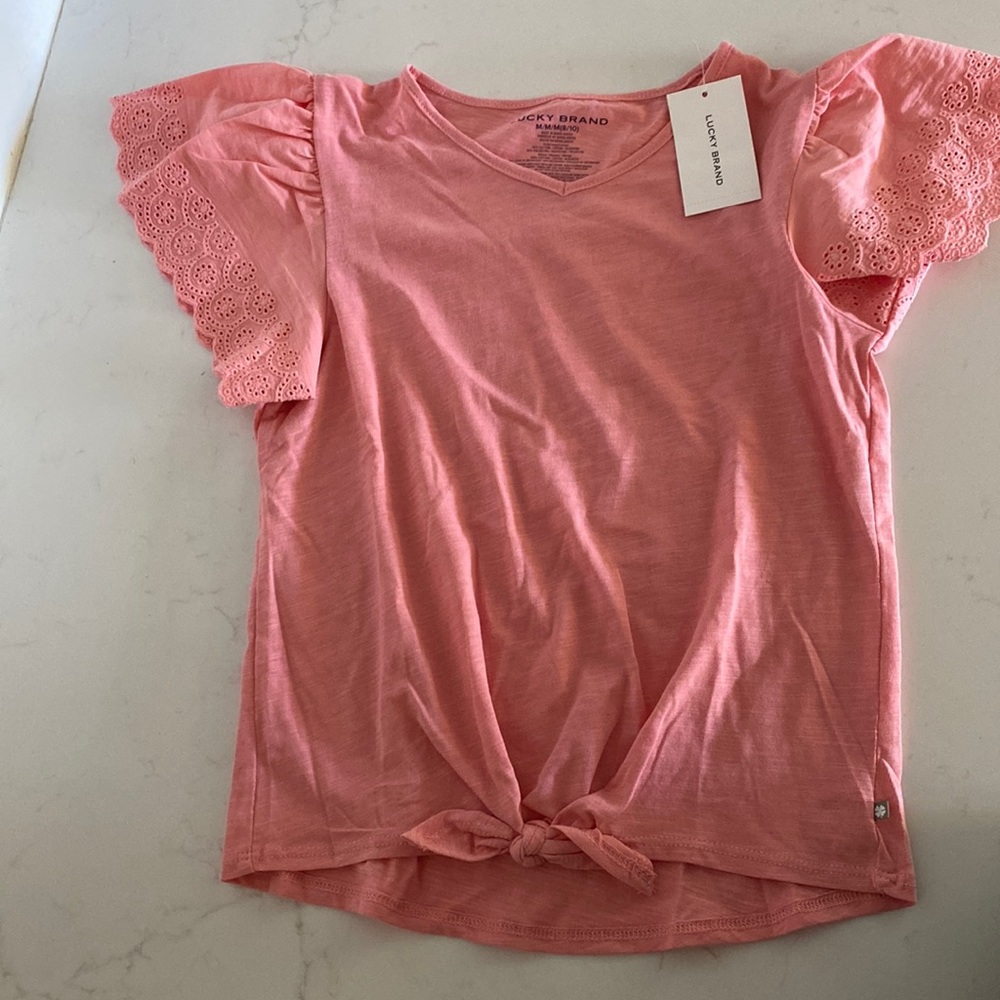 Lucky Brand girls (8-10) medium NWT T-shirt pink